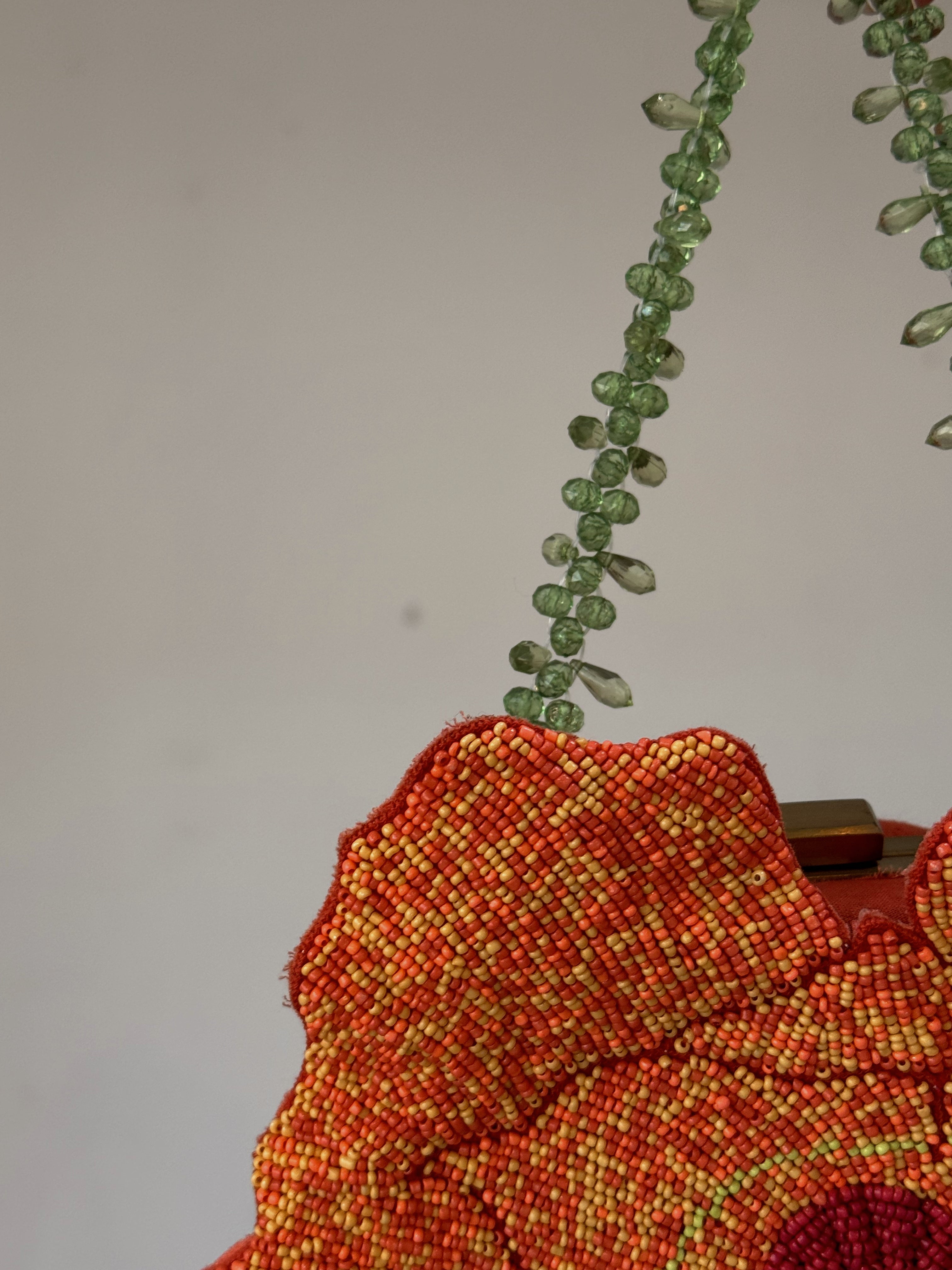 Handcrafted Poppy Beaded Clutch Bag with Glass Beads
