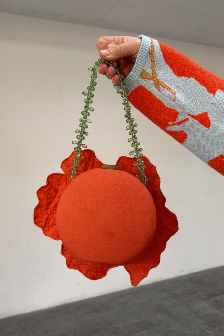 Handcrafted Poppy Beaded Clutch Bag with Glass Beads