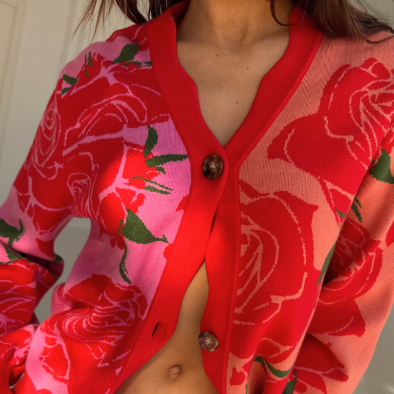 Rosa Forrest Cardigan - Floral Print, Breastfeeding Friendly, Summer Knit