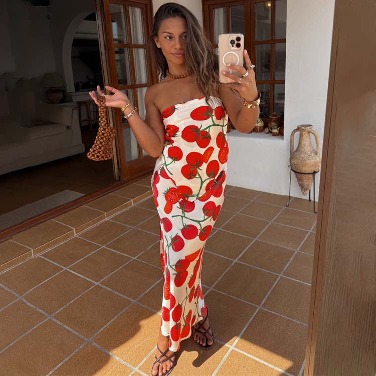 Tomato Print Dorris Skirt - Relaxed Summer Silhouette in Viscose