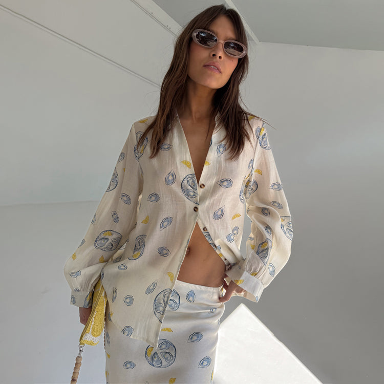 Oyster Miley Shirt - Oversized Button Up Blouse for Women