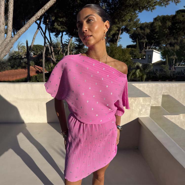 Petal Pink Mini Tilly Dress with Elastic Waist - Holiday Outfit