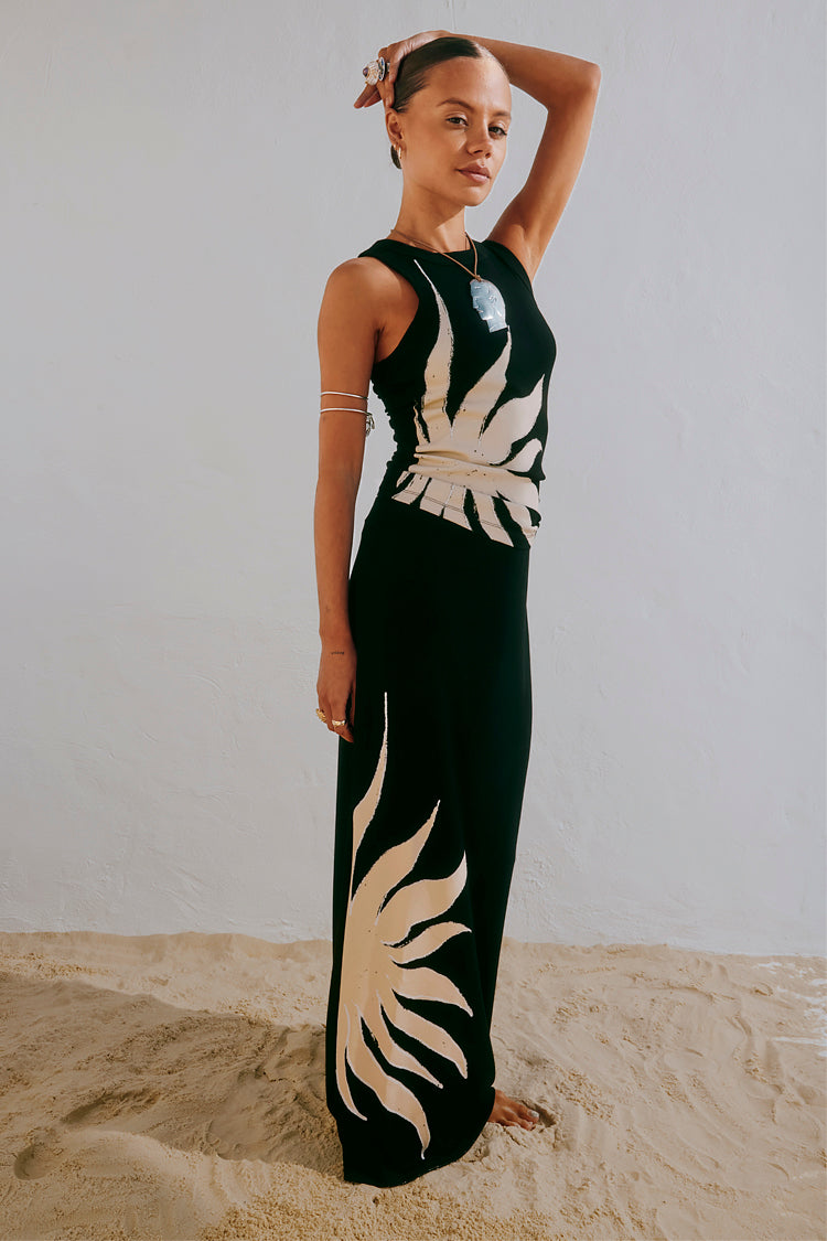 Black Sun Print Midi Skirt – Sol Dorris Beachwear