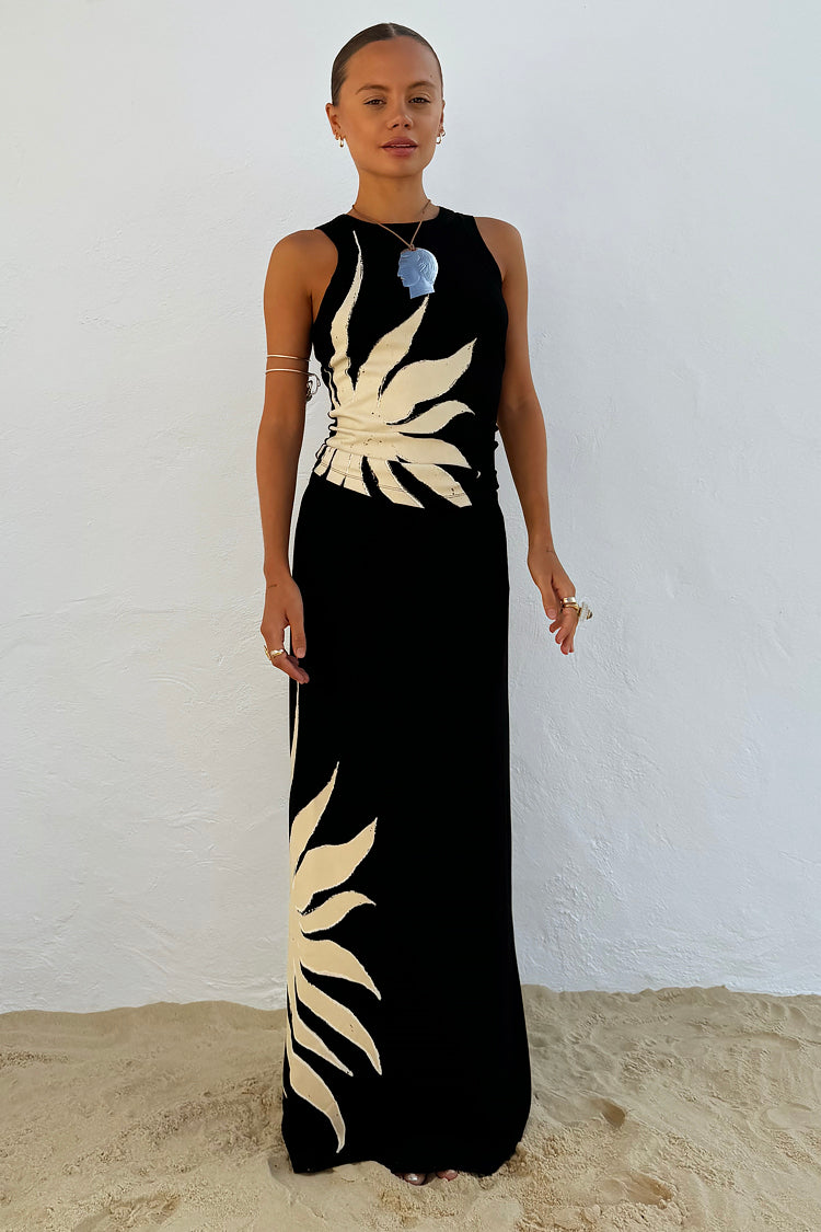 Black Sun Print Midi Skirt – Sol Dorris Beachwear