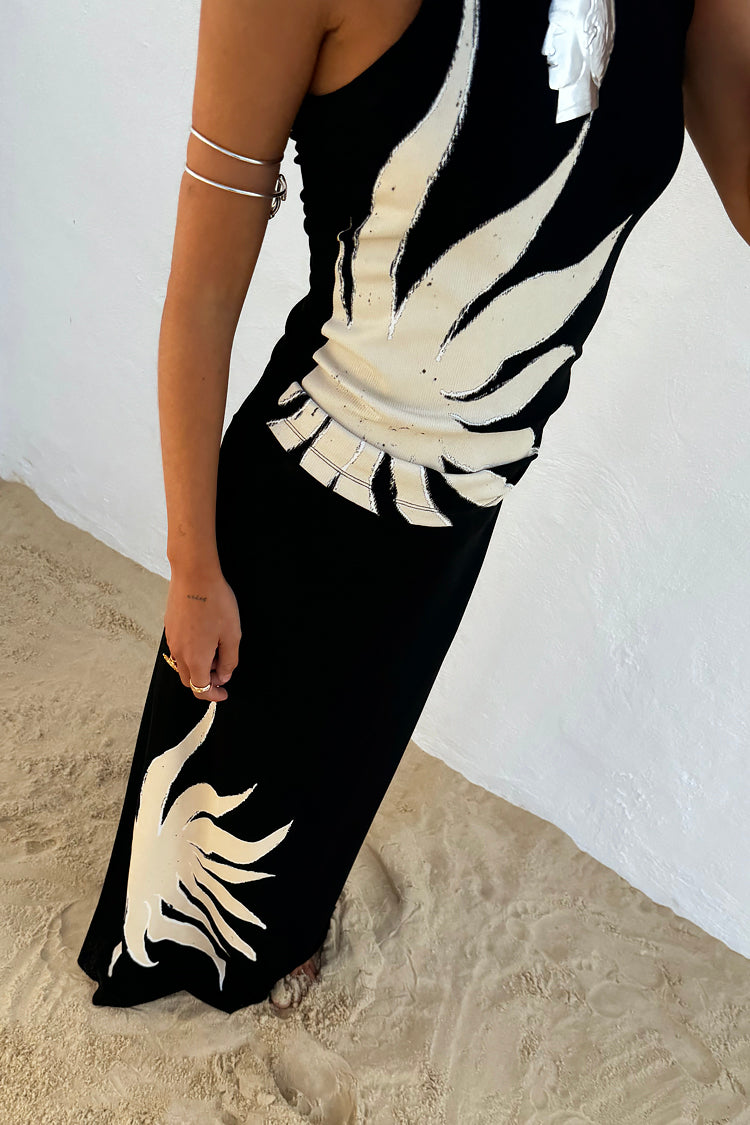 Black Sun Print Midi Skirt – Sol Dorris Beachwear
