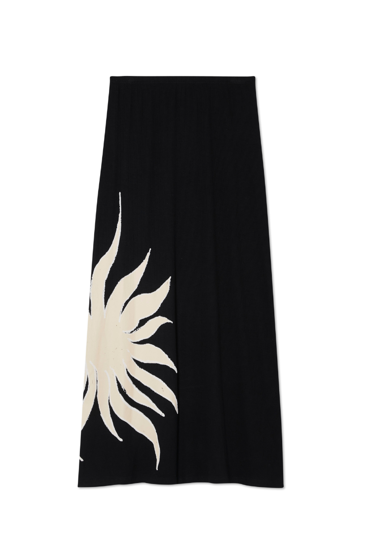 Black Sun Print Midi Skirt – Sol Dorris Beachwear