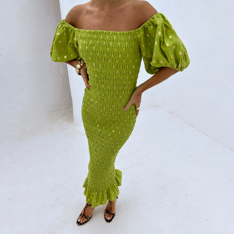 Olive Gold Fleck Maternity Dress - Breastfeeding Friendly Jojo Dress