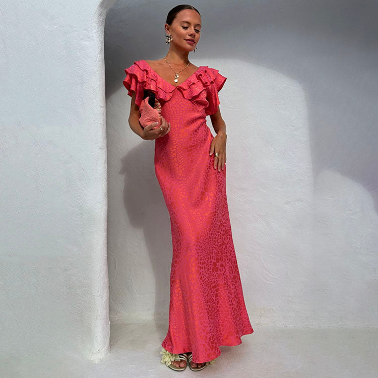 Pink Leopard Jacquard Tilda Dress for Weddings