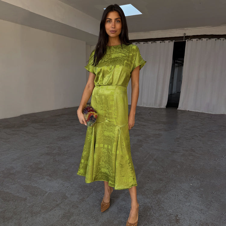 Lime Safari Erin Dress - EcoVero Viscose Wedding Guest Dress