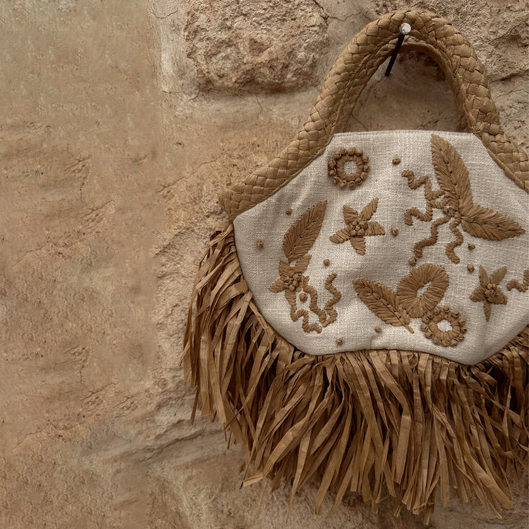 Cream Raffia Mini Bag with Detachable Strap for Summer