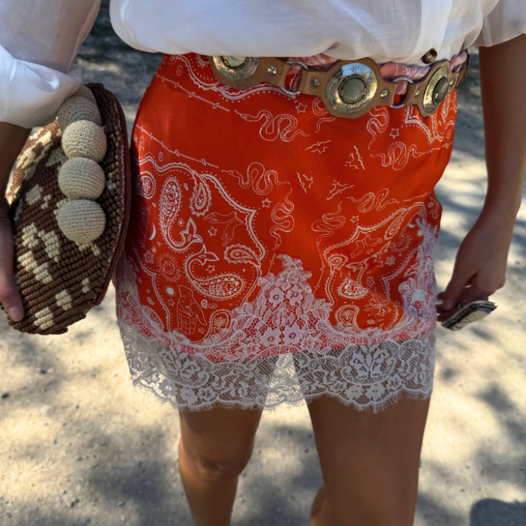 Red Bandana Lace Mini Skirt | Maeva Skirt | NFD
