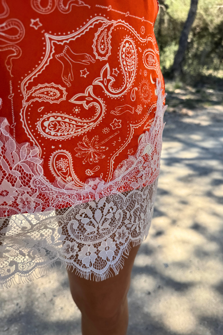 Red Bandana Lace Mini Skirt | Maeva Skirt | NFD