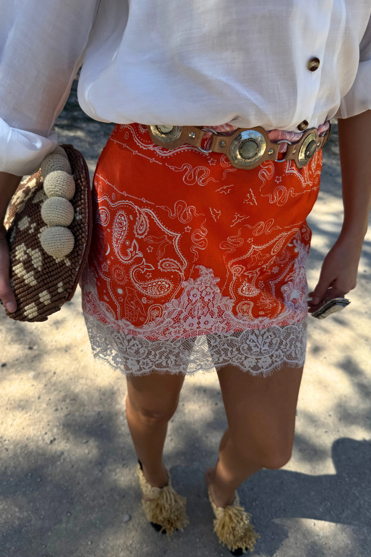 Red Bandana Lace Mini Skirt | Maeva Skirt | NFD