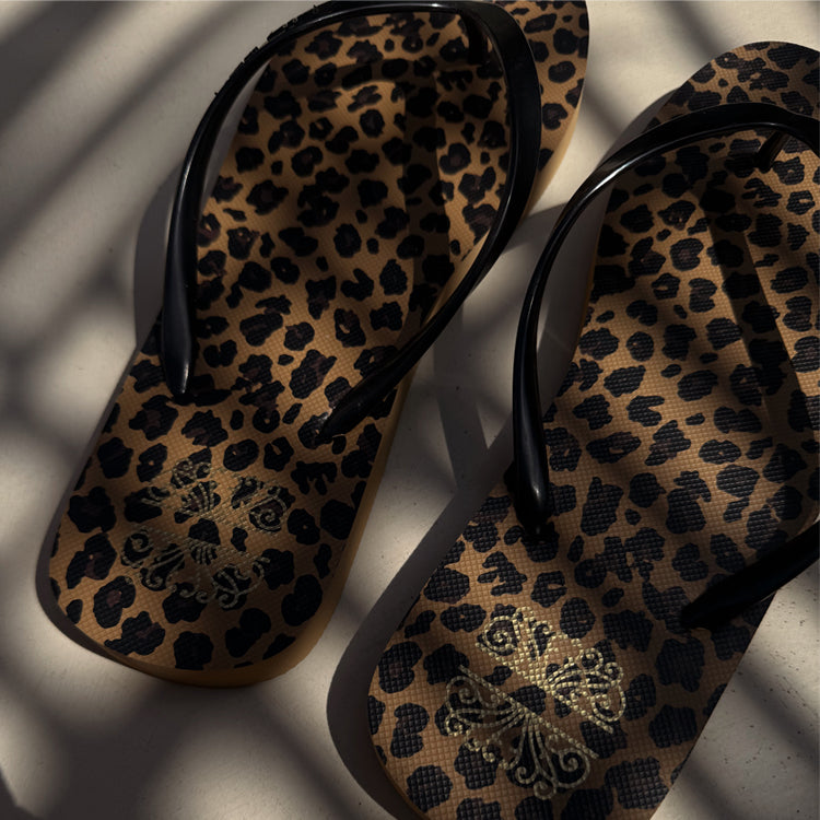 NFD Leopard Print Flip Flops with Cushioned Sole