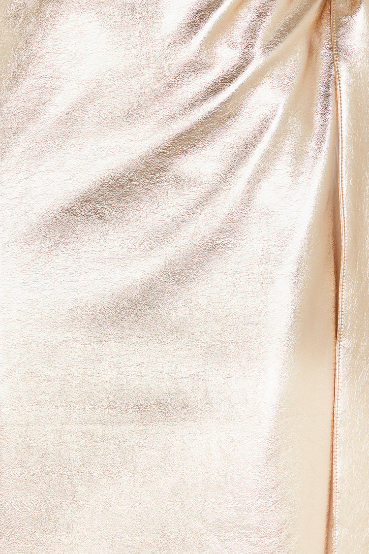 Gold Vegan Leather Wrap Skirt – Jaspre Style Mid-Length Skirt