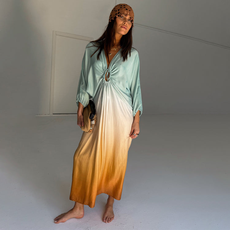 Blue Ombre Toria Dress Petite - Maternity & Nursing Friendly Cover Up