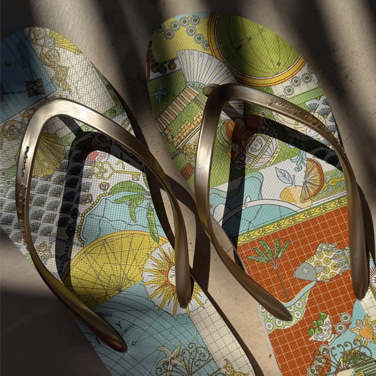 NFD Isla Print Flip Flops - Cushioned Comfort for Beach & Summer