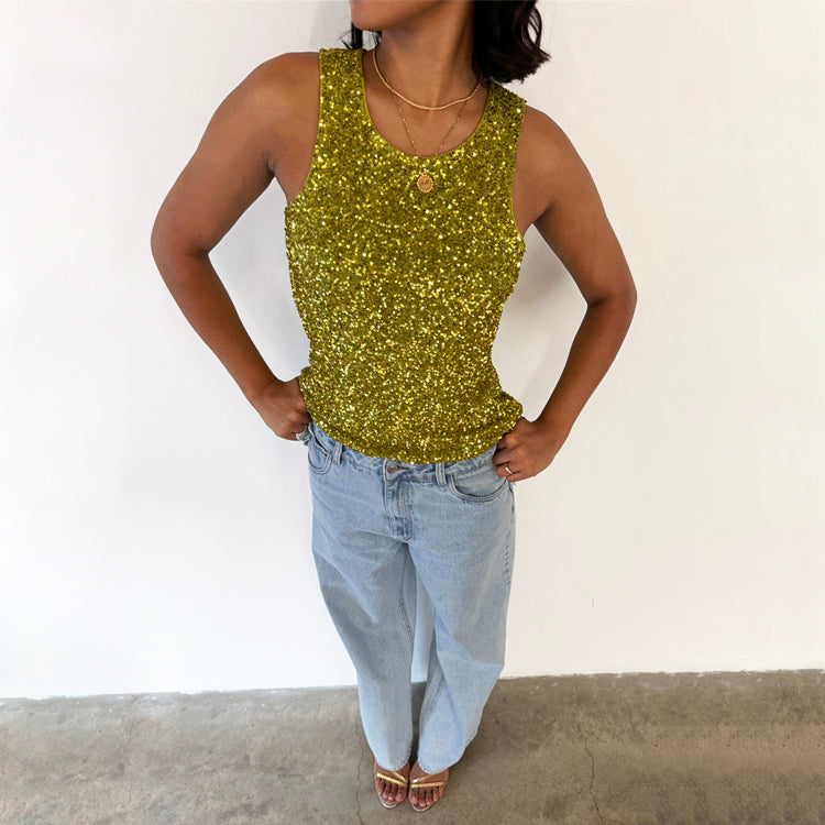 Lime Sequin Racerback Tank Top for Women