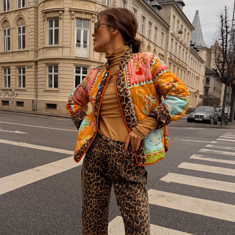 Reversible Quilted Jacket with Leopard Print & Soller Design