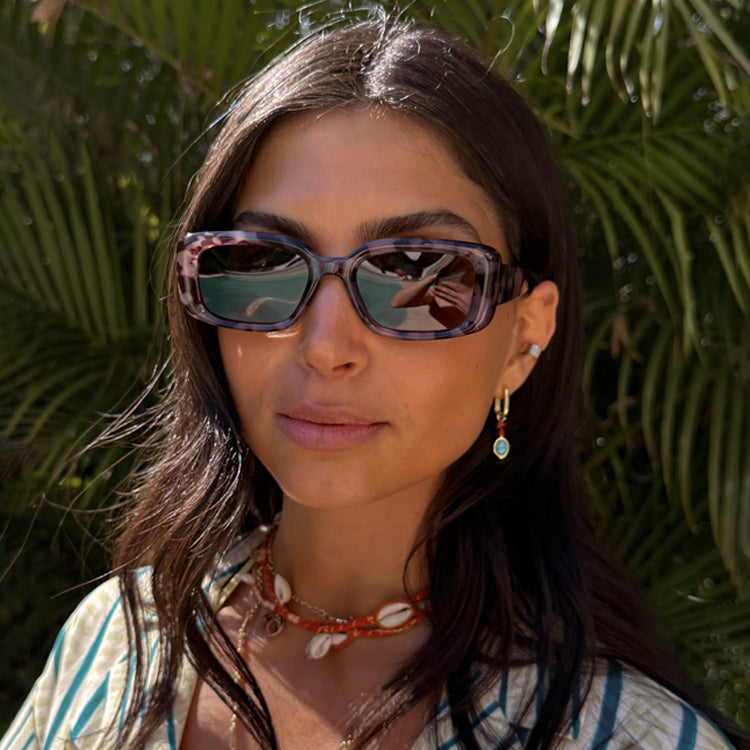 NFD Tortoise Shell Rectangle Sunglasses with UV400 Protection