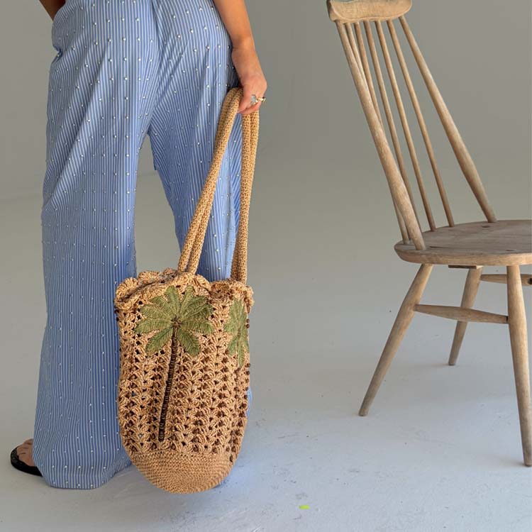 Handmade Crochet Palm Beach Bag - 100% Paper Cord
